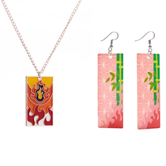 Rengoku Necklace+ Mitsuri Earrings