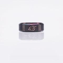 Konoha leaf Stainless Steel Ring (Black)